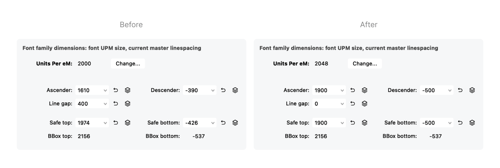 Altering vertical metrics of the Lato font in FontLab